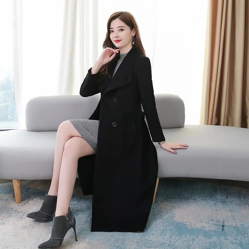 Picture of Southeast Asia Cross-border Coat Women's New Long Over-the-knee Large Size Woolen Coat Women's Winter Lapel Woolen Top for Chubby Girls