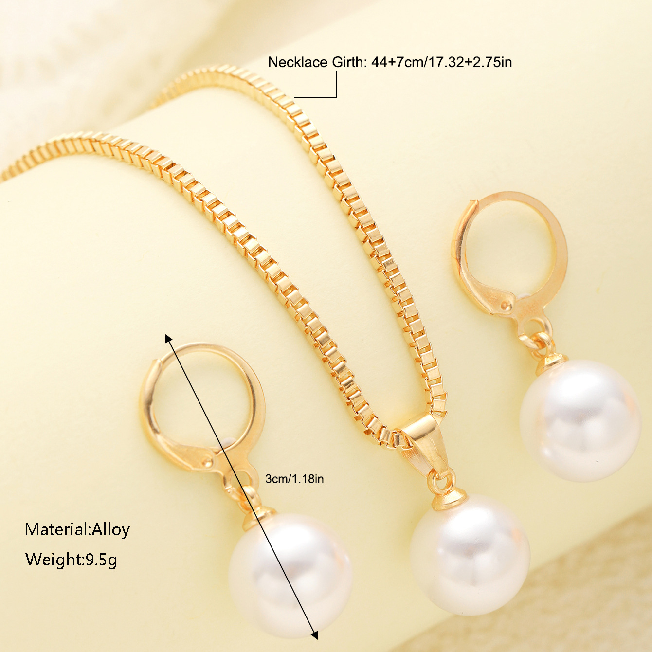 Picture of Cross-border European and American New Pendant Jewelry Necklace Temperament Design Sense Light Luxury Earrings Necklace Imitation Pearl Jewelry suit