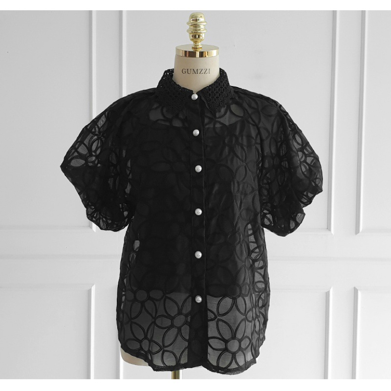 Picture of Multiplication New Early Autumn Fashion Puff Sleeve Two-piece Set Lapel Women's Shirt Fashion Two-piece Set