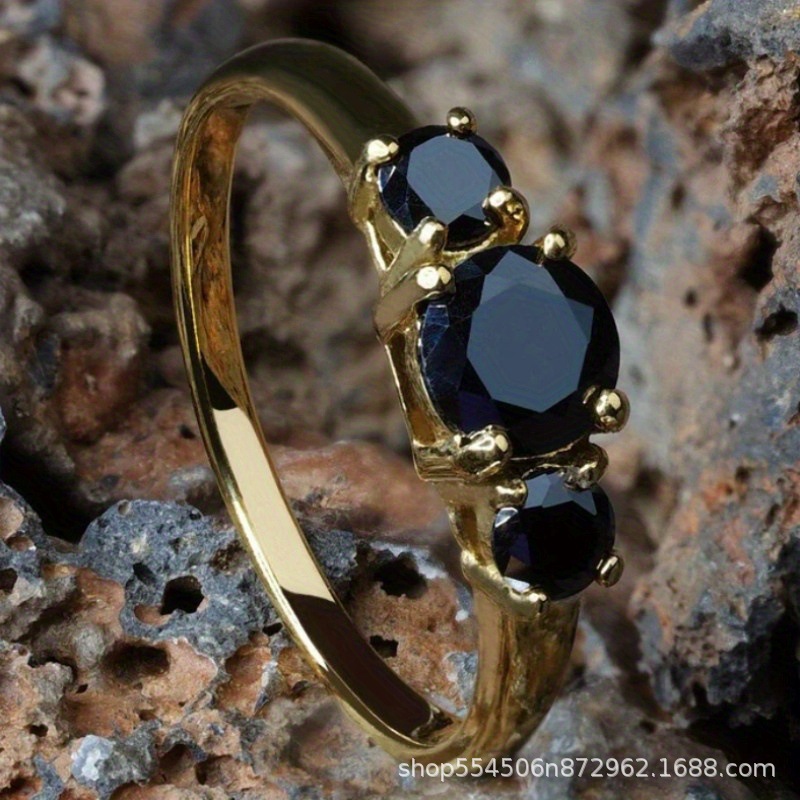 Chengge European and American Fashion Niche Design Inlaid Black Round Ring Ready for Sale