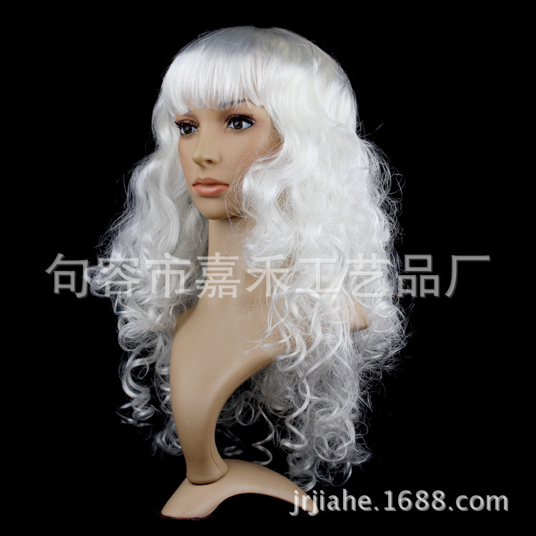 Picture of Cross-Border E-Commerce Halloween Christmas Masquerade Costume Catwalk Colorful Big Wave Wig Set Cosplay