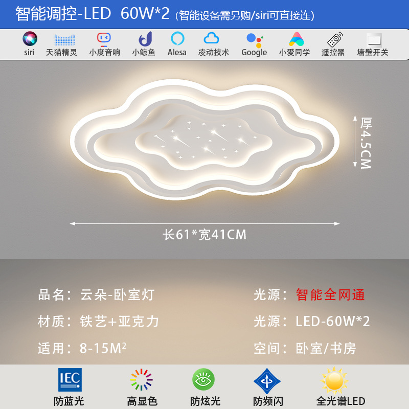 Picture of 2025 New Modern Atmospheric Living Room Ceiling Light Nordic Creative Gypsophila Ultra-thin Full Spectrum Eye Protection Bedroom Light