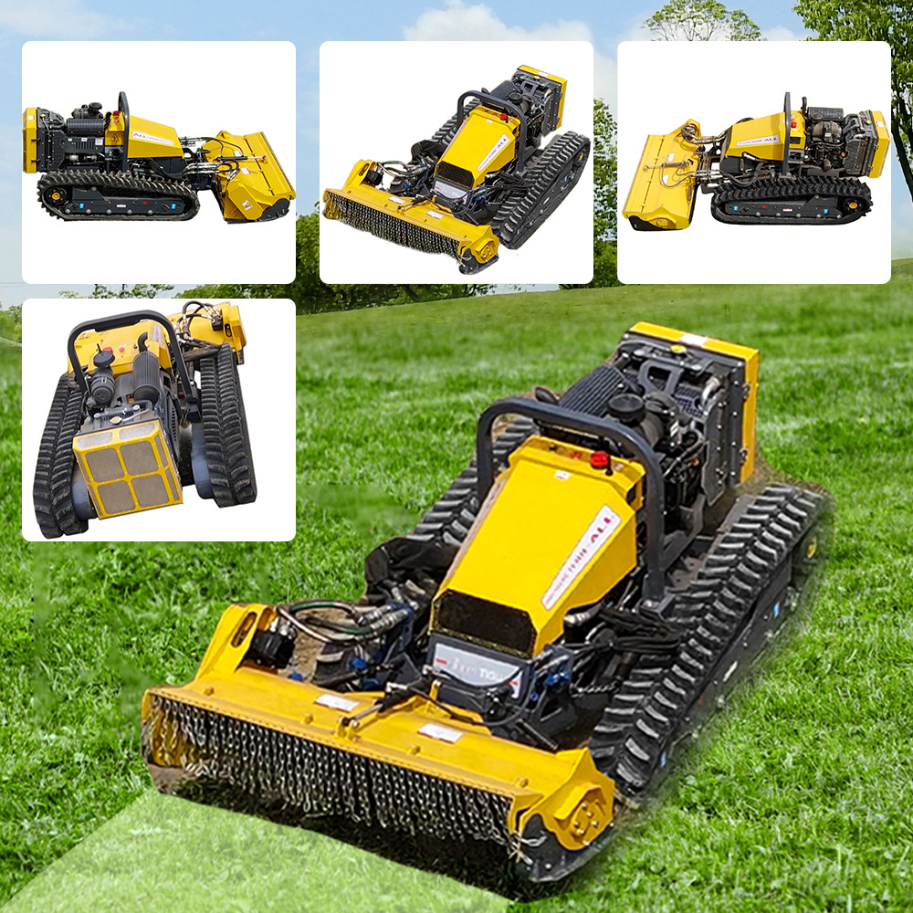 Crawler remote control lawn mower mowing grass mowing machine field playground river bank greening park remote control lawn mower