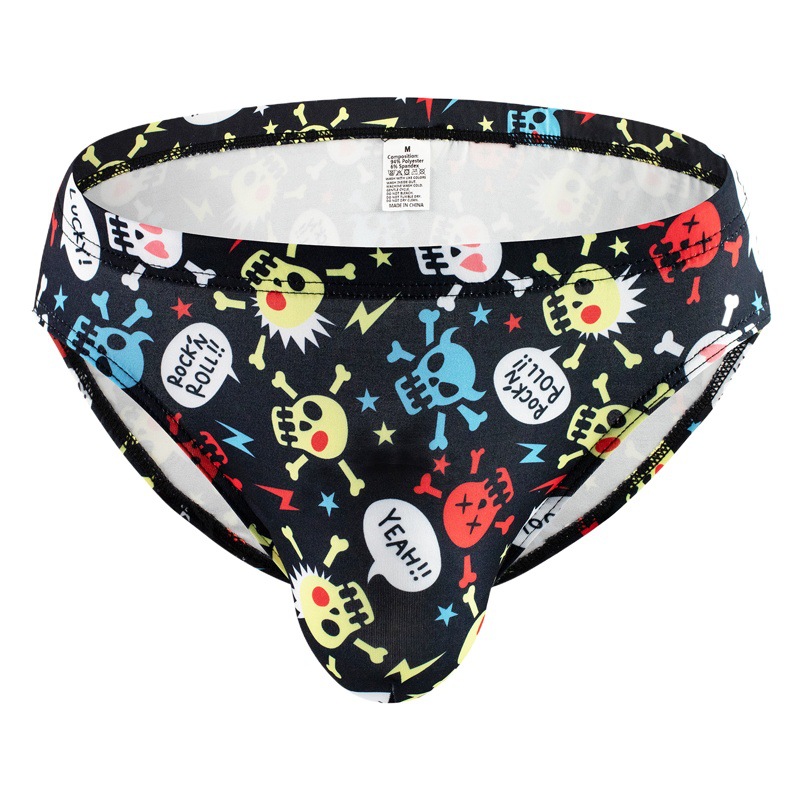 Foreign trade European and American personalized printed skull men's briefs men's sexy sexy U convex bag underwear B626
