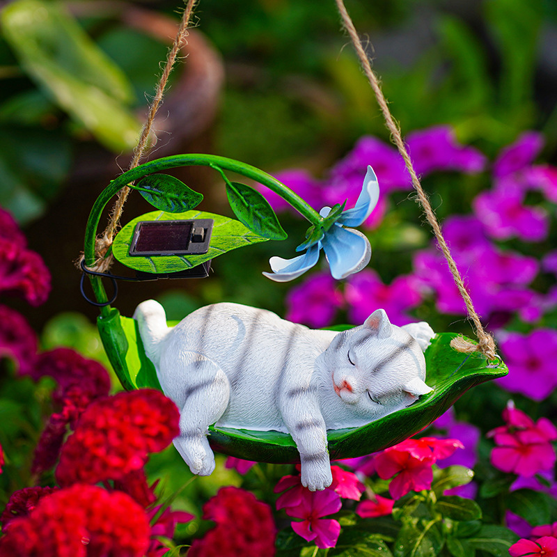 Picture of Cross-Border Decorative Animal Courtyard Solar Light Pastoral Entrance Garden Landscaping Outdoor Balcony Set Cat Pendant