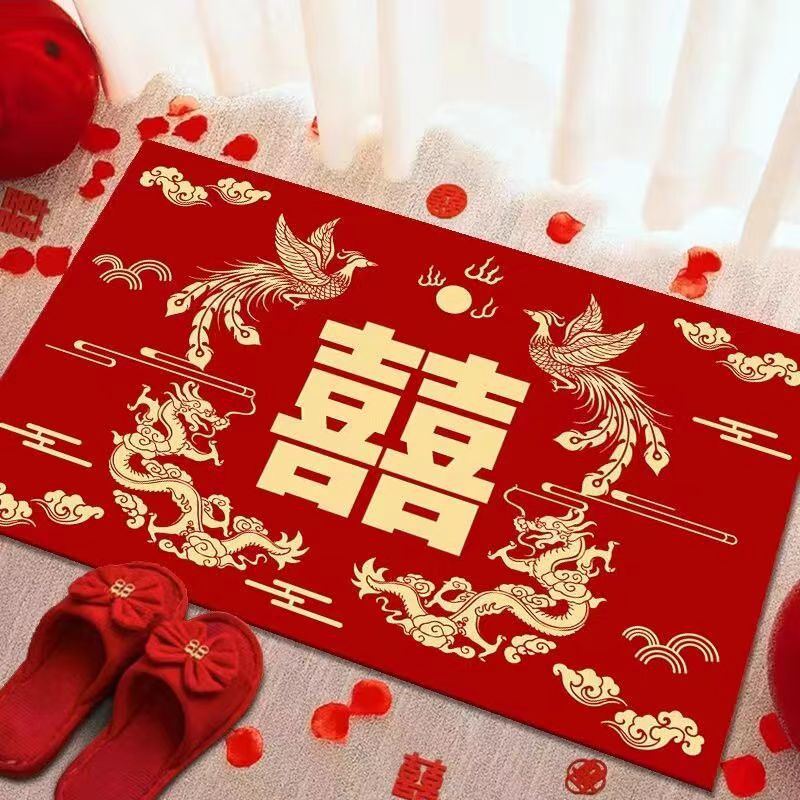 Wedding Floor Mat Festive Entrance Door Bedroom Absorbent Sliding Foot Mat Wedding Room Decoration Carpet Door Mat