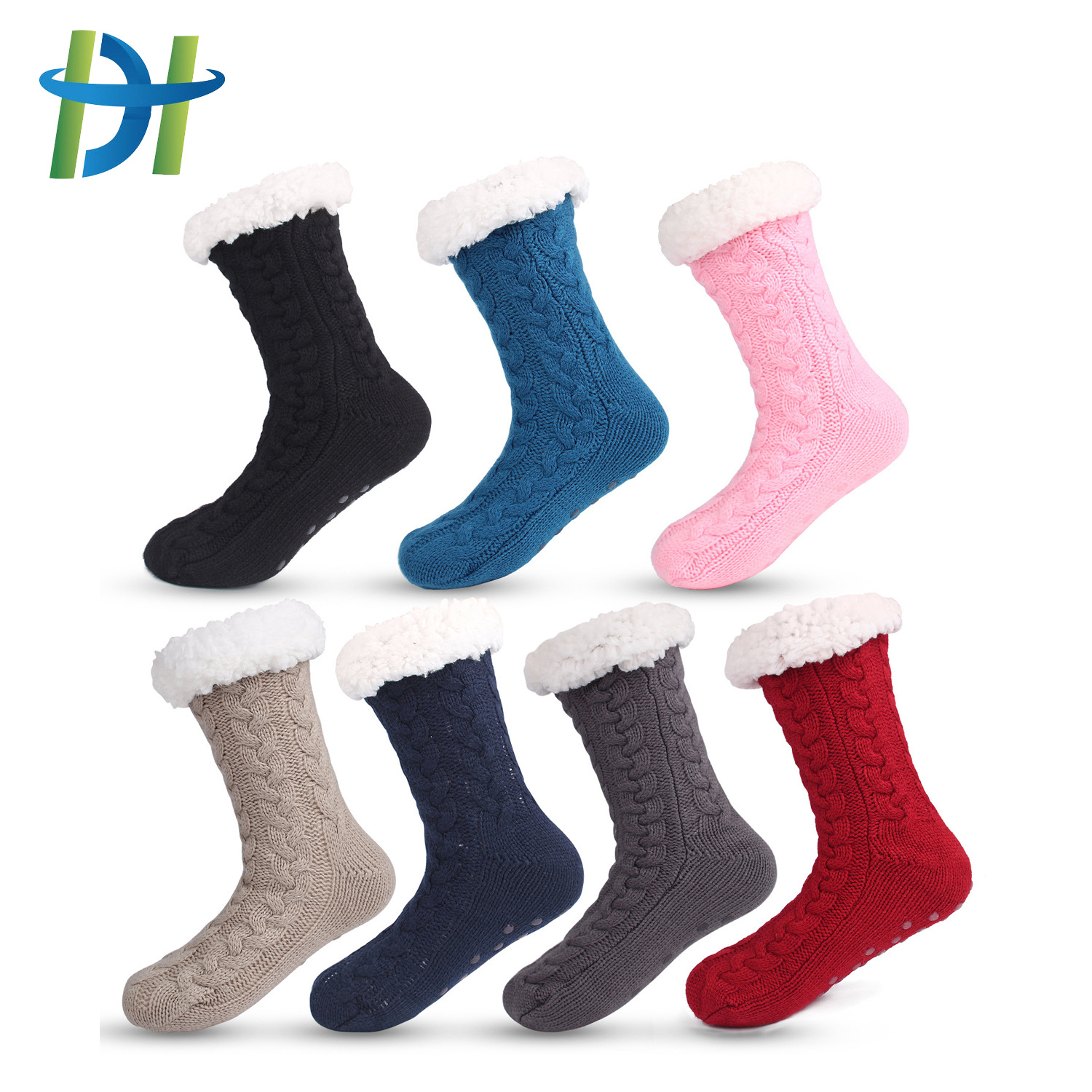 Slippersocks Thickened and Warm for Autumn and Winter, Fleece-Lined, Anti-Slip Home Floor Socks