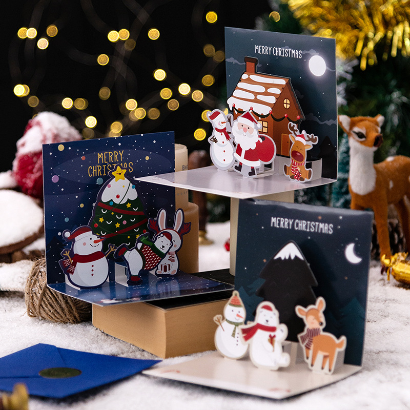 Picture of Senyu Leaf 3D Stereo Greeting Card Creative Christmas Eve Business Gift Message Card Holiday Greeting Card Creative