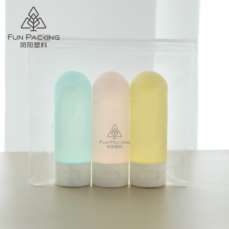 Picture of Travel wash and care suit three-piece PE suede hose bottle portable skin care products wash squeeze facial cleanser sub-bottle