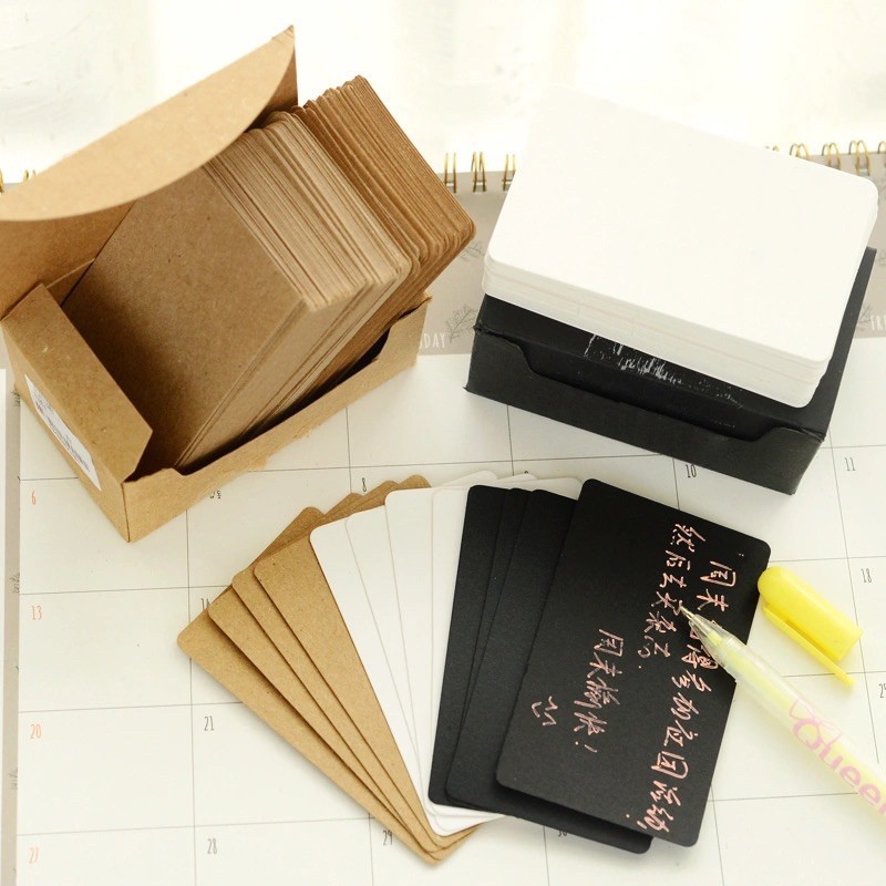 Picture of 100 sheets/box Kraft paper blank rounded corner boxed diy graffiti postcard word card message card DIY card