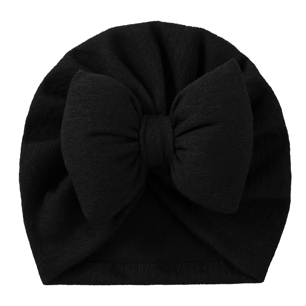 Picture of European and American New Baby Knitted Cotton-Filled Large Bow Kidsren's Pullover Hat Boat Hat Baby Turban Hat Ins Cross-Border