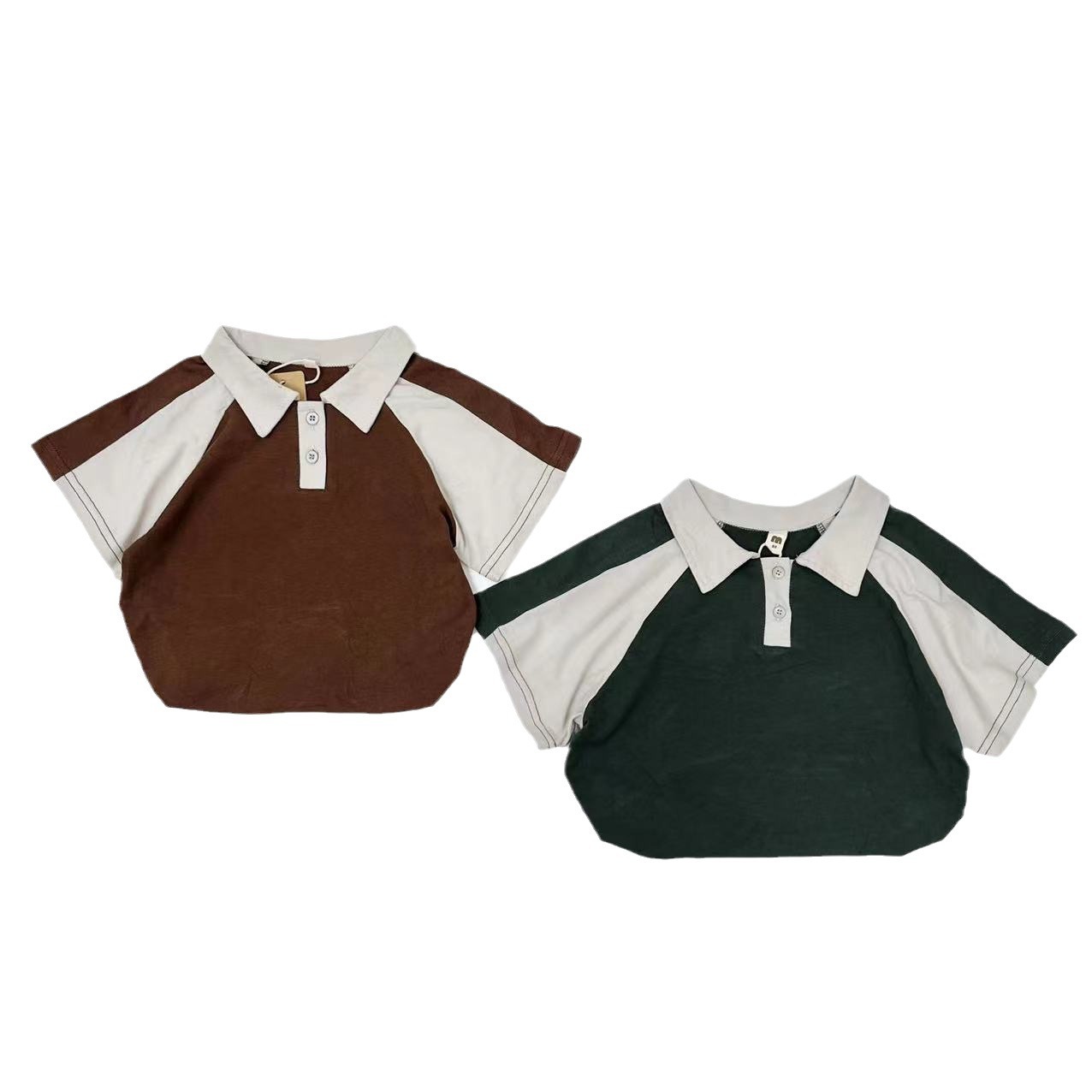 Picture of Children's Short-sleeved T-shirt New Korean Style Boys and Girls Polo Shirt Summer Western Style Campus Style T-shirt All-match Simple Top