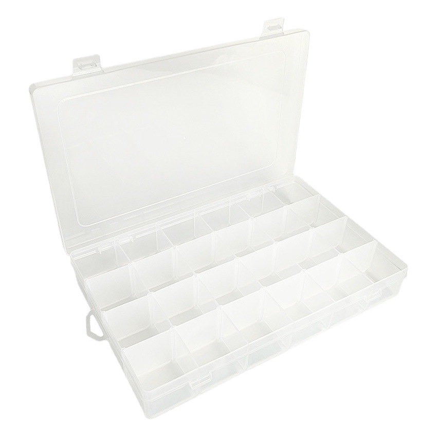 Large 24-grid Removable Transparent Plastic Box Letter Beaded Storage Fishing Gear Jewelry PP Storage Sorting Box