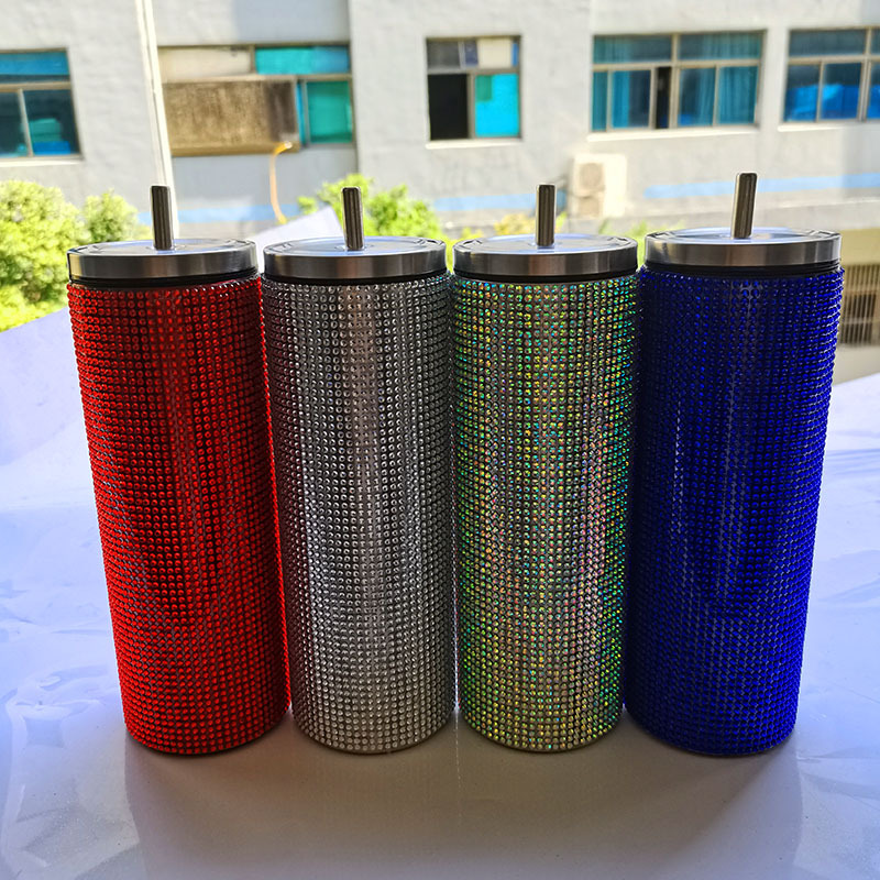 Foreign trade stainless steel Diamond Cup Senior car thermos cup suction tube Cup 20oz export Southeast Asia straight Cup wholesale