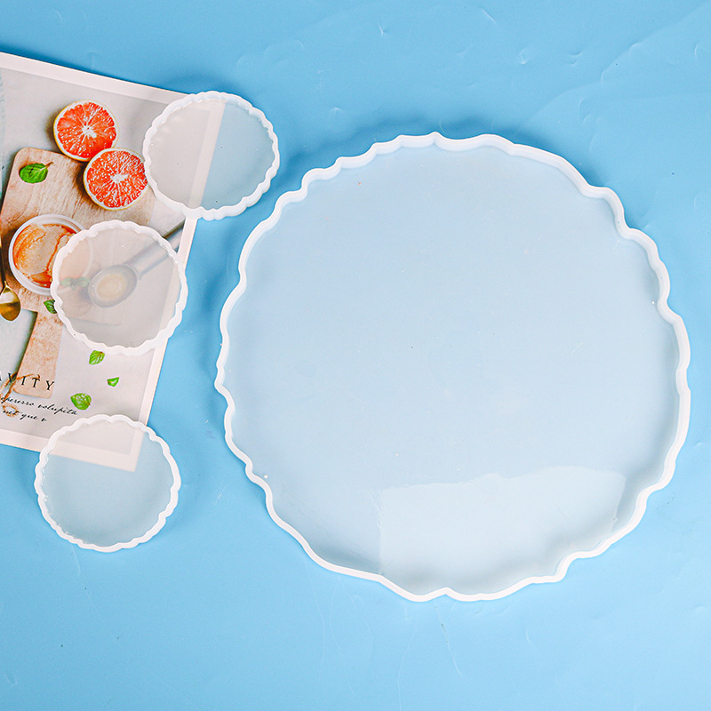 Picture of Deyi Yangyang DIY Crystal Glue Silicone Mold Large Round Tray to Make Mirror Silicone Table