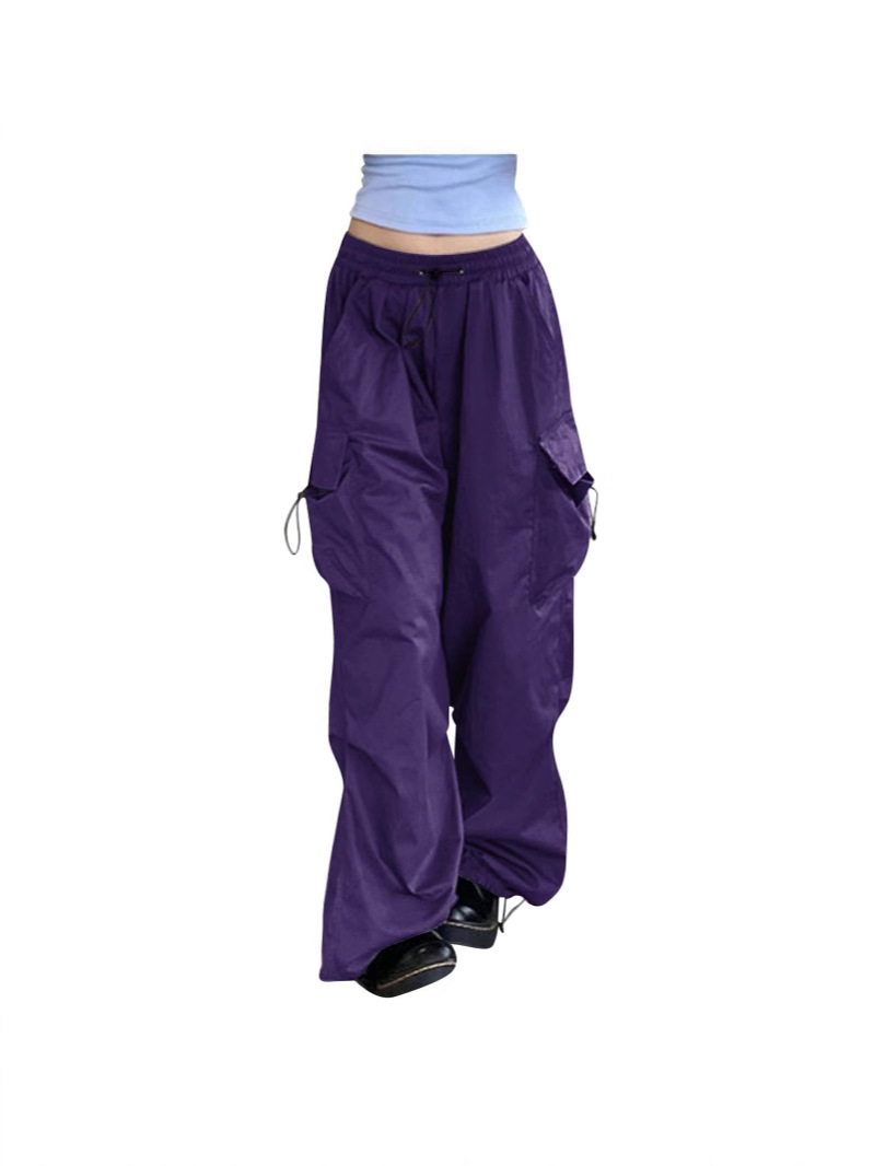 Women's Solid Color American Style Retro Straight Loose Wide Leg Workwear Casual Pants
