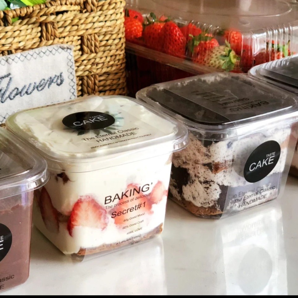 Disposable Transparent Dessert Packaging Box, Thousand-Layer Mousse Cake Packaging, Fruit Packaging Box, Transparent Wood Bran Cup