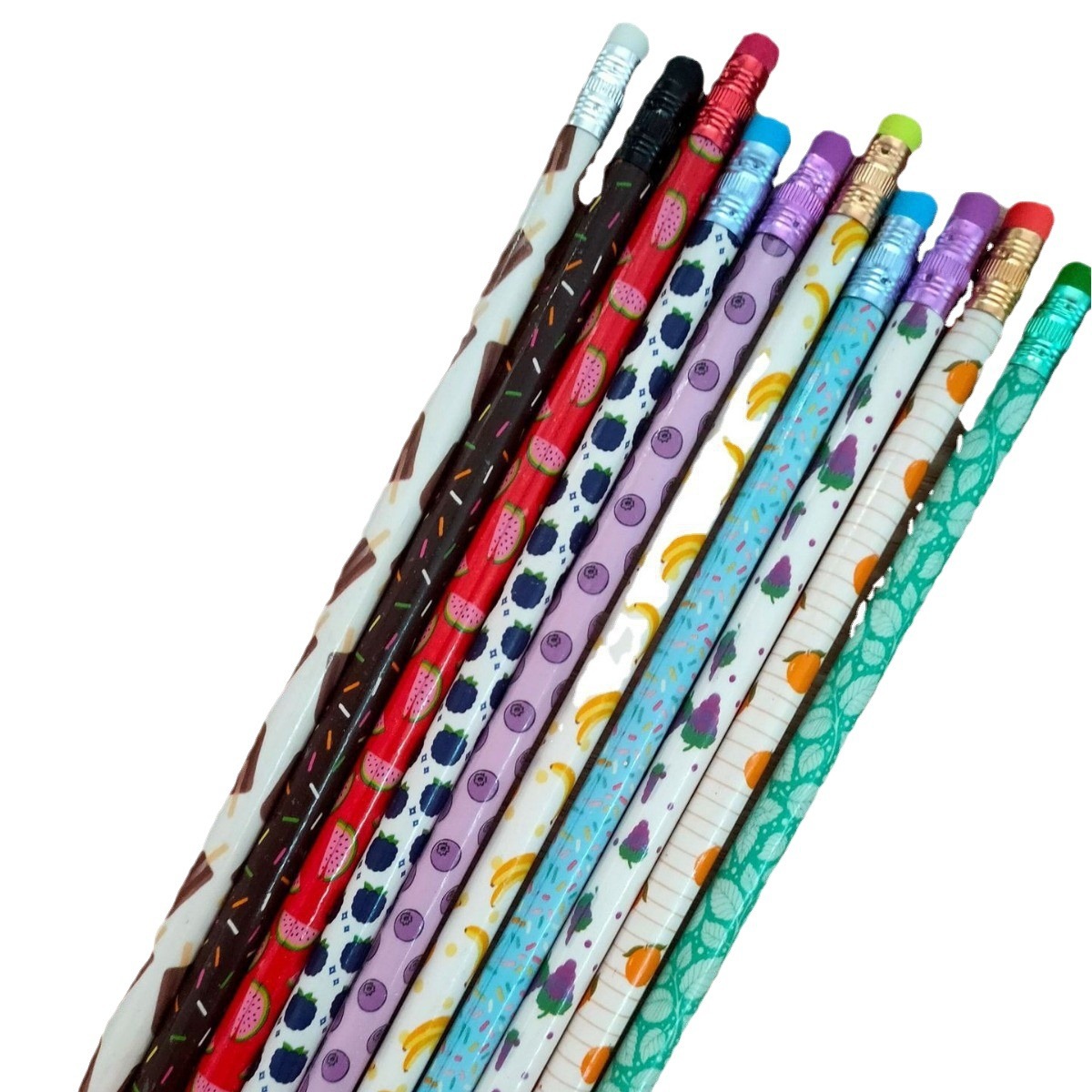Picture of Set 2b Sketch Fruit Pattern Chenguang Primary School Stationery Gift Color Pen Scraping Incense Pen Wooden Pencil