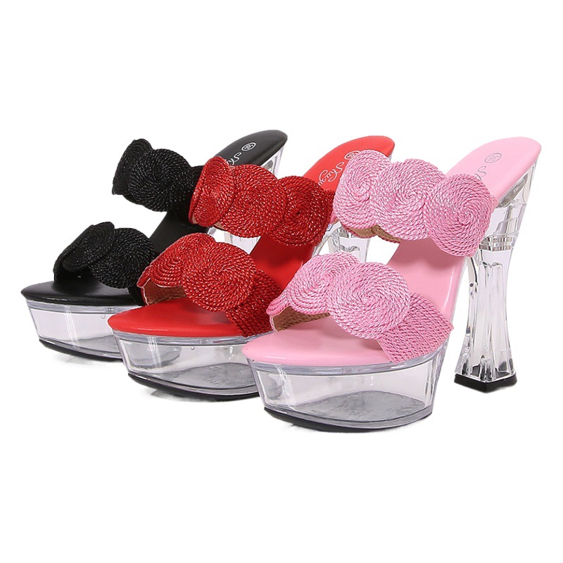 10365-A70 14cm high chunky heel wedge sandals women's summer non-slip platform sexy versatile shoes