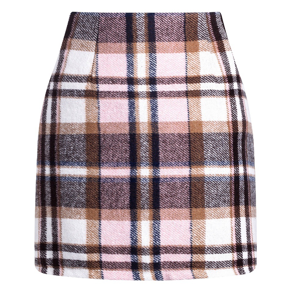Amazon Independent Station Hot Cross-border Women's High Waist Paid Skirt Tight Pencil Wool Mini Skirt