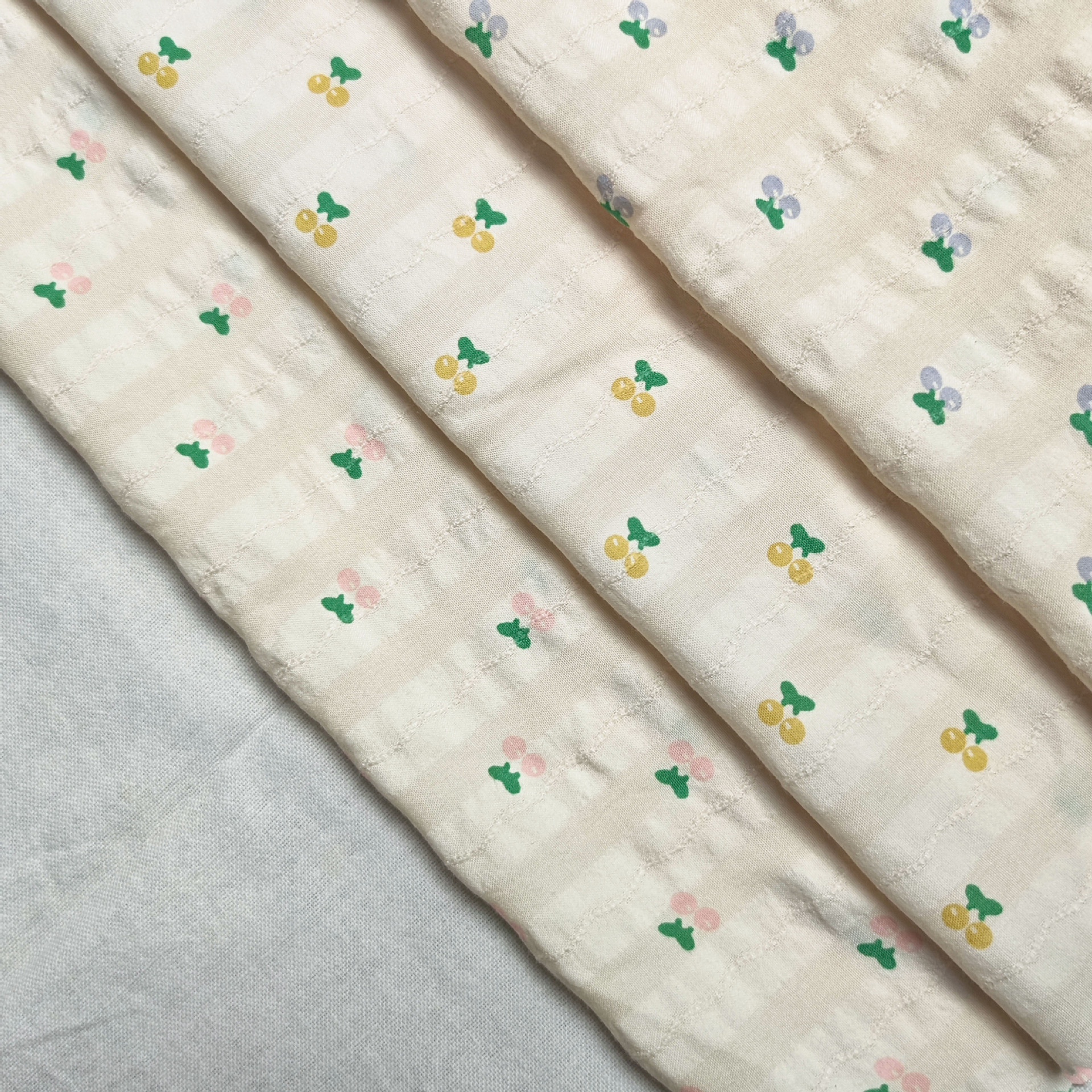 Spring and Summer Cotton Woven Jacquard Pastoral Fruit Small Fresh Water Slurry Printed Dress Children's Clothing Fabric Home Boutique