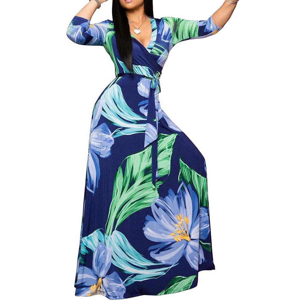 Picture of European and American Cross-border 2025 AliExpress New Summer Amazon plus size Women's Printed chubby girl Half Sleeve Dress