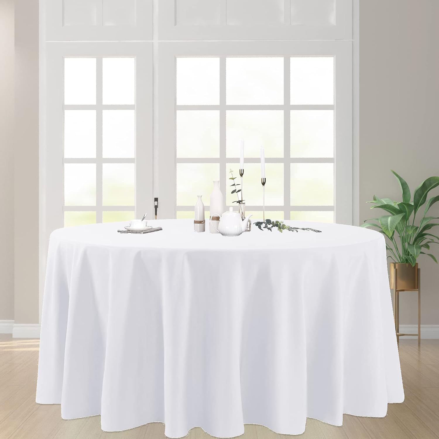 Amazon cross-border in stock hotel banquet party decoration tablecloth polyester table fabric restaurant plain white table cover