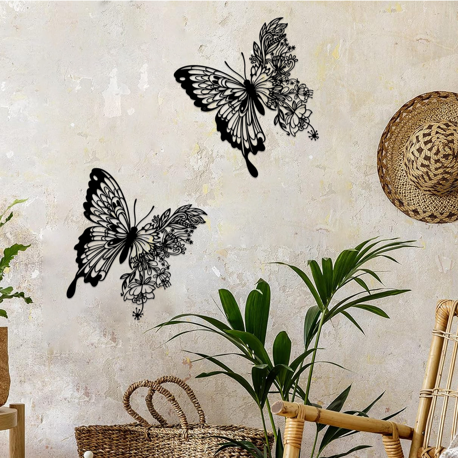 Metal Butterfly Hollow Living Room Bedroom Decoration Wall Hanging Iron Wall Hanging Natural Animal Wall Decoration Cross-border Hot Sale