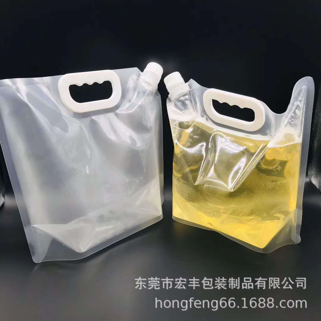 In-Stock Transparent Portable Beer Bag 2.5L Cola Beer Stand-Up Spout Packaging Bag Customizable Logo Spout Bag