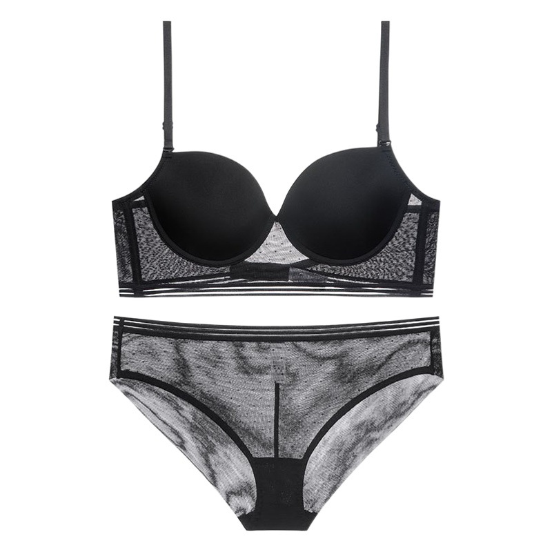 Sexy U-shaped backless beauty back underwear glossy seamless solid color underwear big chest small push up top support bra suit