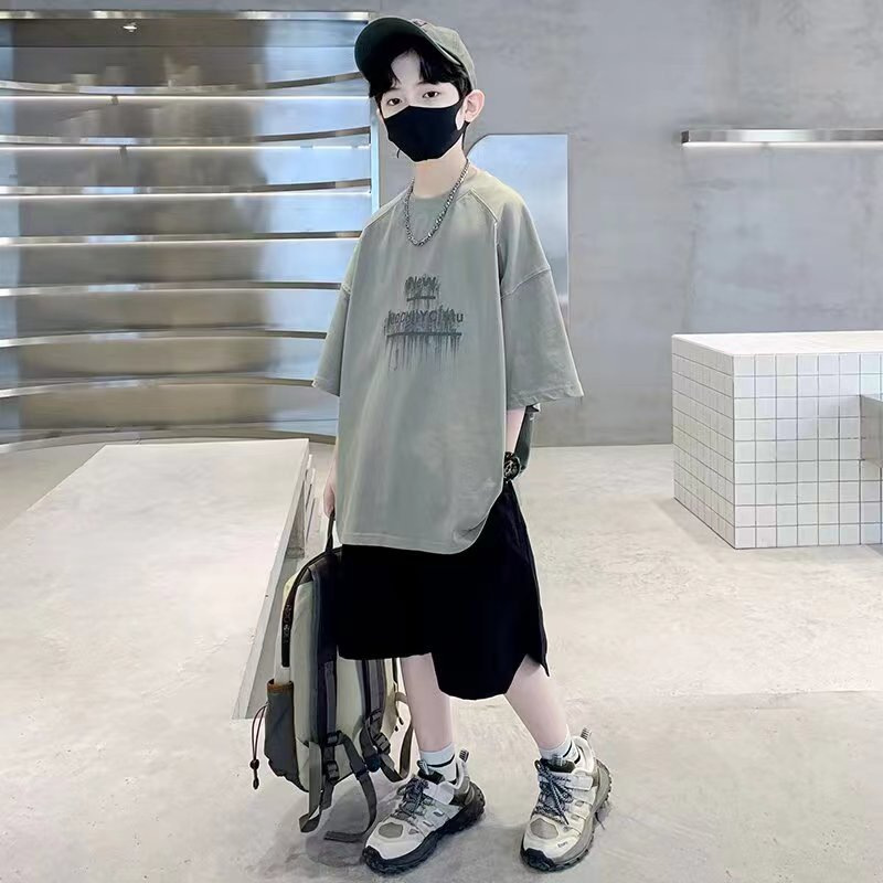 Children's Wear Boys Sports Mid-Sleeve suit Summer 2025 New Arrival CUHK Children's Internet Celebrant Fashionable Tide Workwear Pants