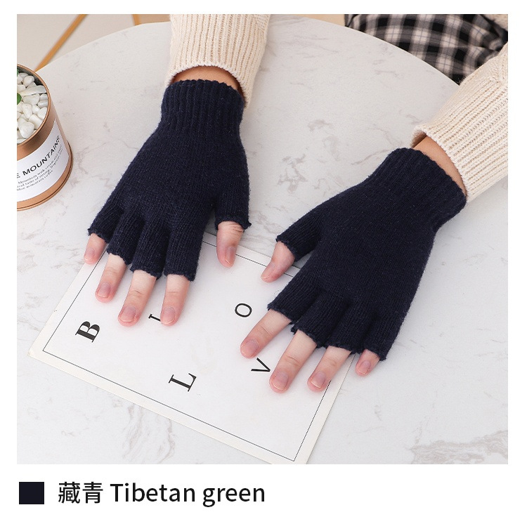 Picture of Autumn and winter new men's knitted half-finger gloves Jacquard five-finger riding warm open finger typewriter factory wholesale