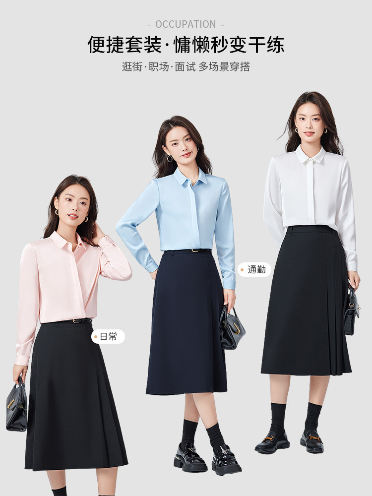 White Shirt Women's 2024 New Spring and Autumn Temperament Workplace Interview Business Dress Top Work Clothes Shirt Frock