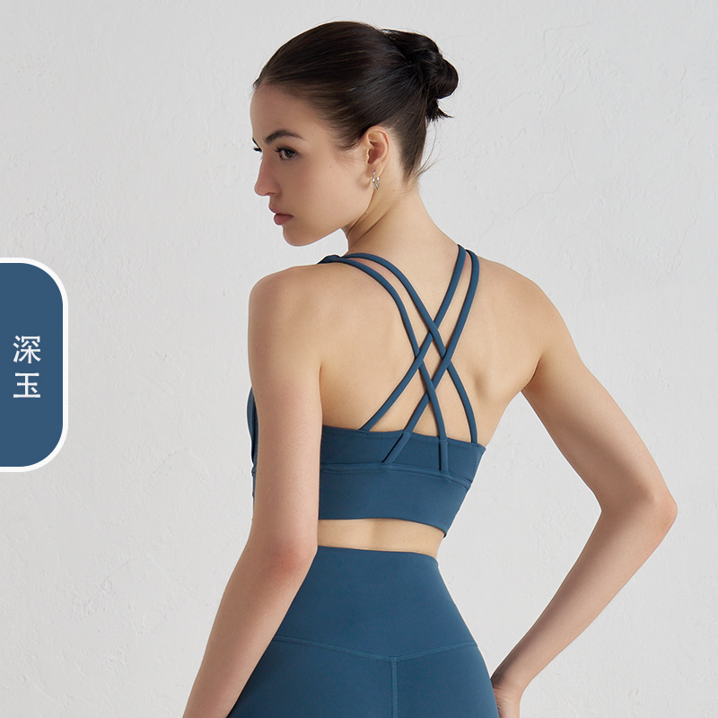Picture of 2022 new double-sided brushed cross back sports underwear shockproof push up yoga sports bra fitness vest