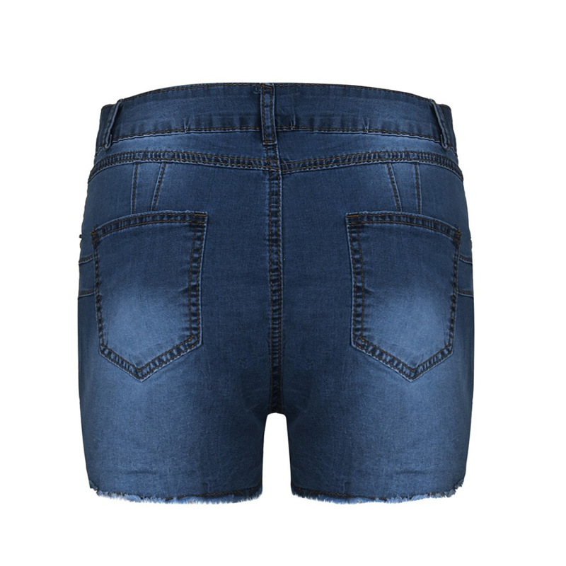 Picture of Amazon Aliexpress Independent Site Popular European and American Foreign Trade Elastic Slim Fit Ripped Tassel Denim Shorts for Women