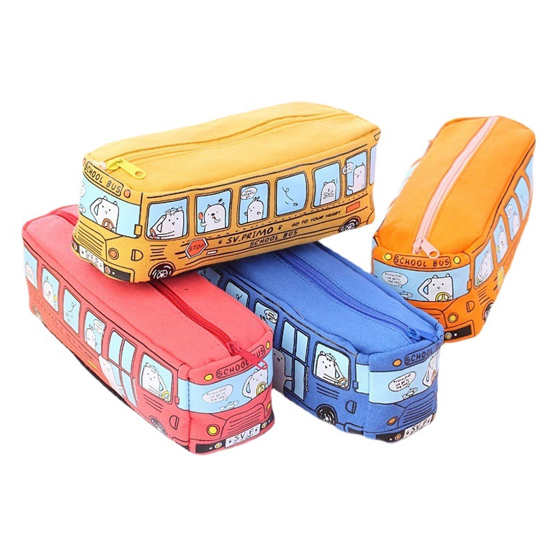 Creative Cartoon Large Capacity Bus Pencil Case Pencil Case Car Pencil Case Student Bus Pencil Case Cute Korean Style Pencil Case