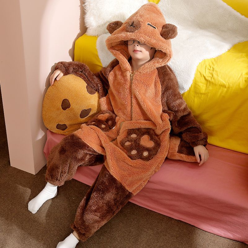 Picture of Funny Clothes Children's One-piece Pajamas Parent-child Clothes Boys Family of Three or Four Sullivan Winter fleece-lined One-piece Clothes