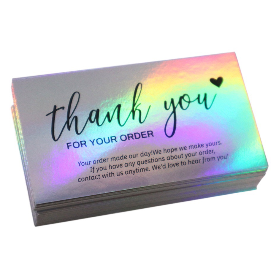 50 sheets/pack 9*5cm Laser rainbow thank you card gift packaging thank you card foreign trade cross-border wholesale