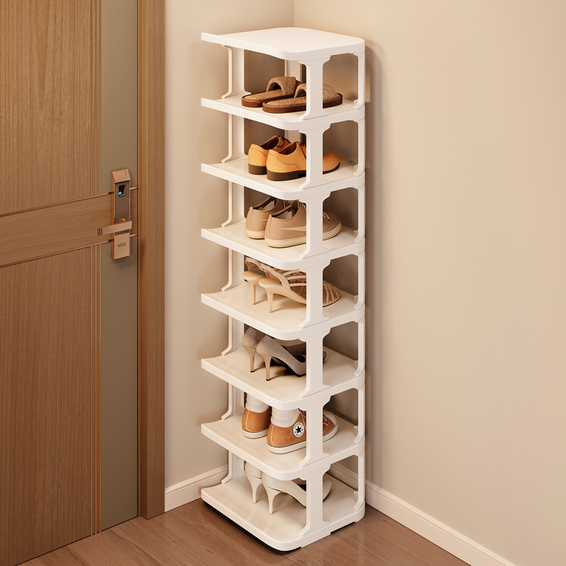 Simple doorway plastic shoe rack does not need to be installed, small clip seam narrow corridor dormitory shoe storage wall corner shoe cabinet