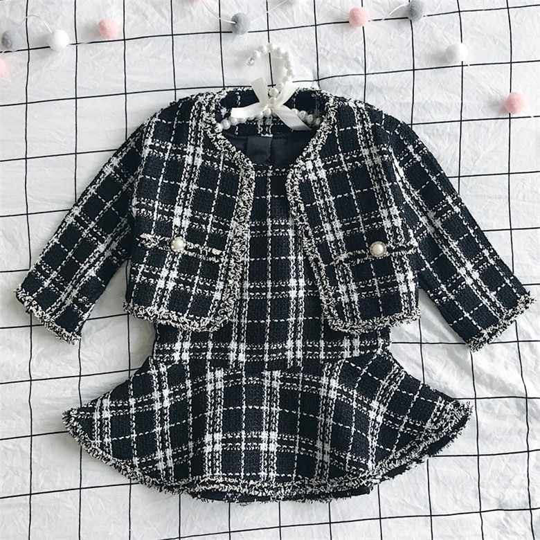 Picture of Textile New woolen plaid fabric black and white plaid clothing cloth wholesale