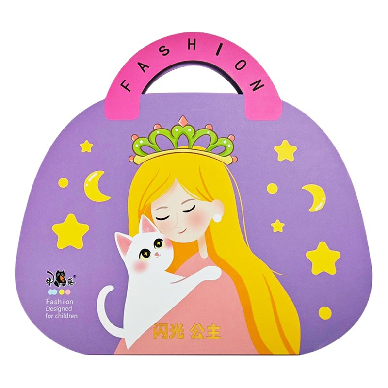 Cross-Border Kidsren's Chinese and English Bazaar Princess Style Cosmetic Bag Girl Quiet Book Handmade DIY Diamond Stickers