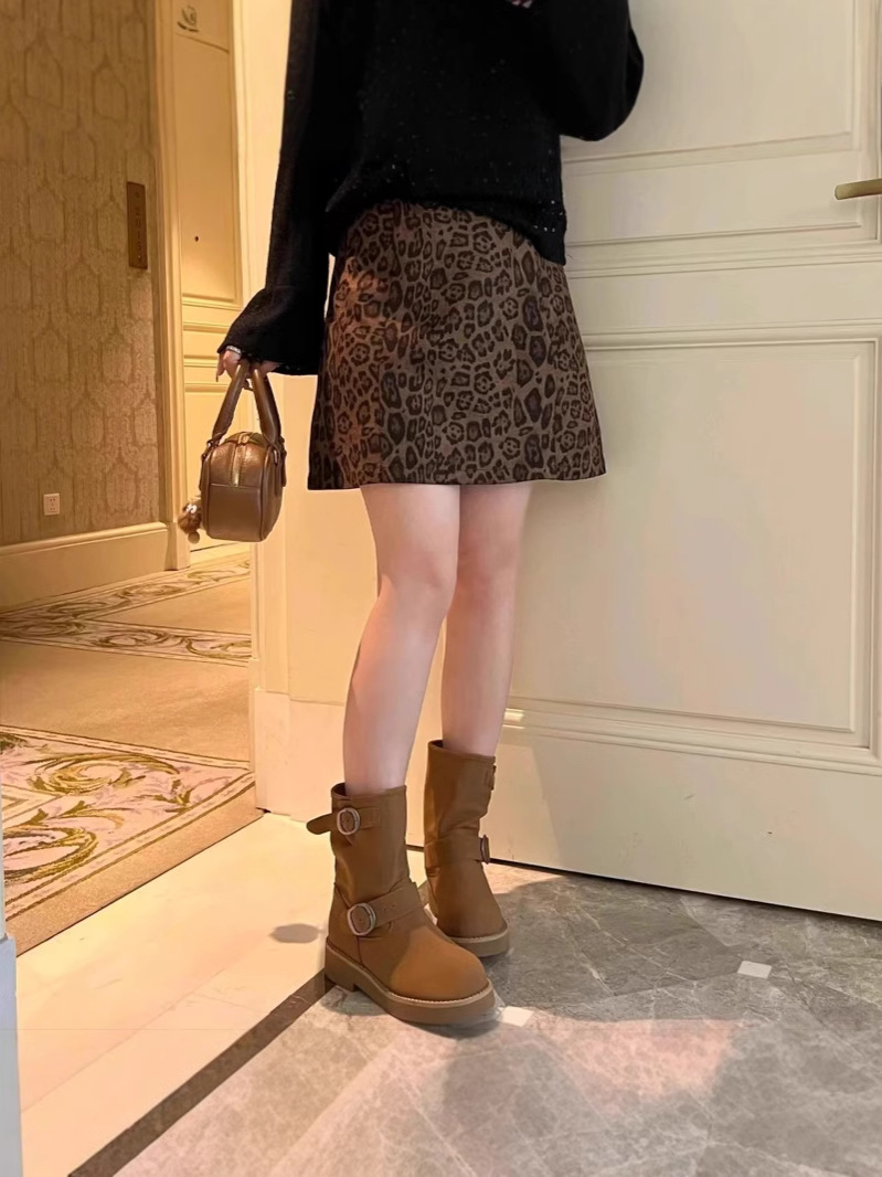 plus size Elegant High Waist Leopard Print Skirt Women's 2024 Autumn New Pear-shaped Body Covering Hip Slim A- line Skirt
