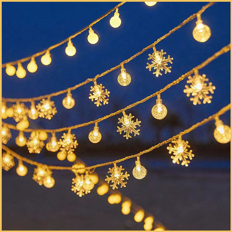 Solar LED string lights, outdoor camping tent atmosphere lights, night market stall lights, room decoration spherical star lights
