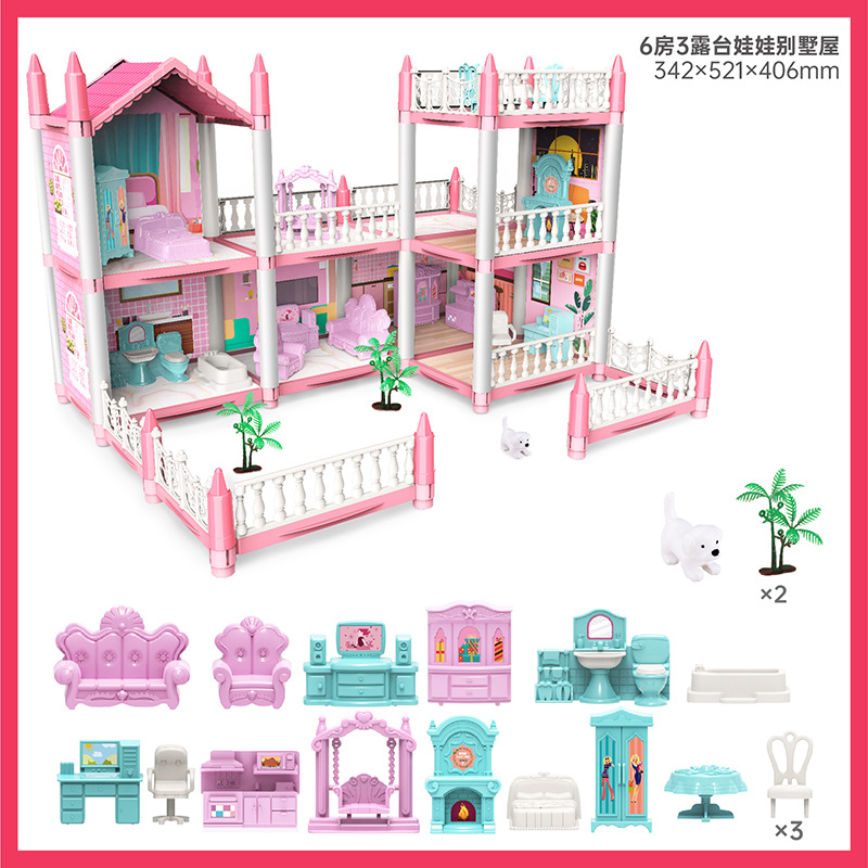 Picture of Cross-Border Assembled DIY House Castle Princess House Model Toy House Educational Doll House Girl Play House Set