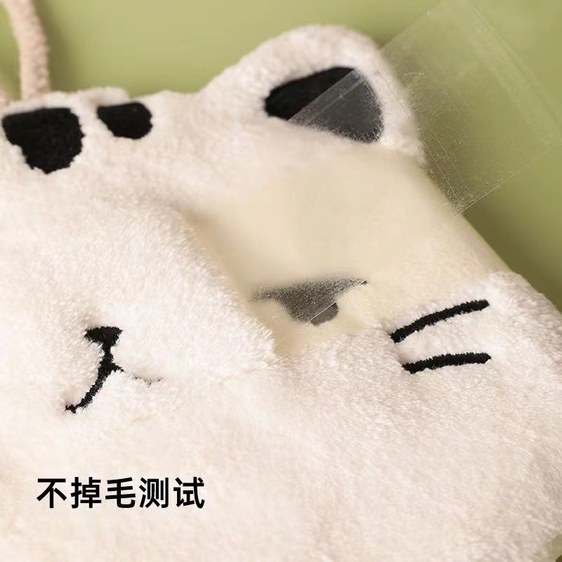 Picture of Cartoon towel can be hung non-stinky kitchen bathroom cute cat absorbent increased thick coral fleece towel