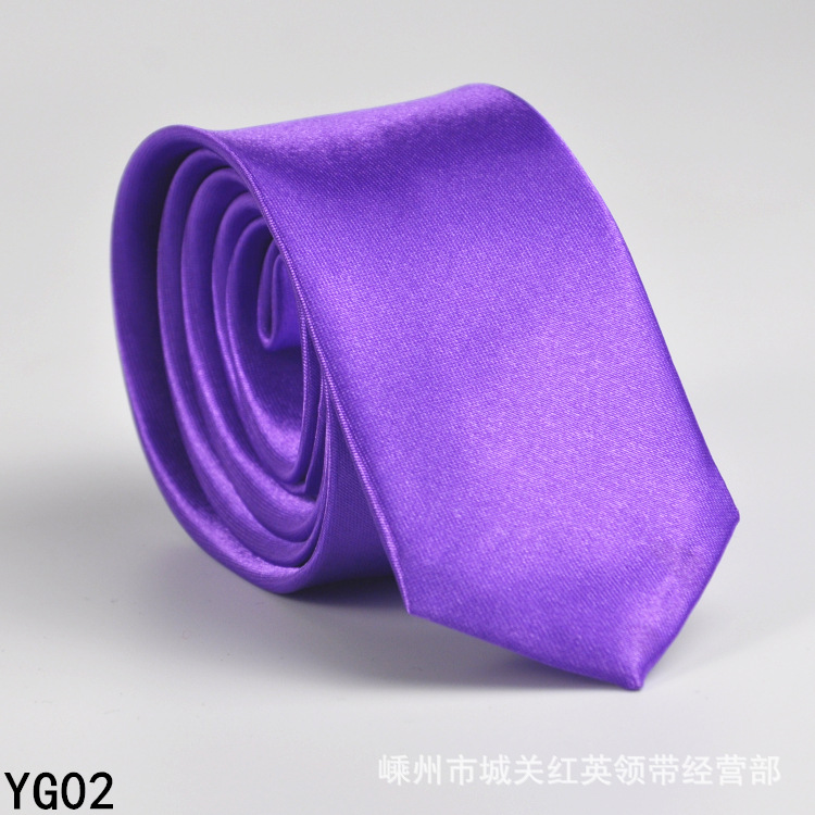 Picture of Solid color tie men's casual 5cm Korean style artificial silk narrow tie for workplace wedding business administrative wholesale
