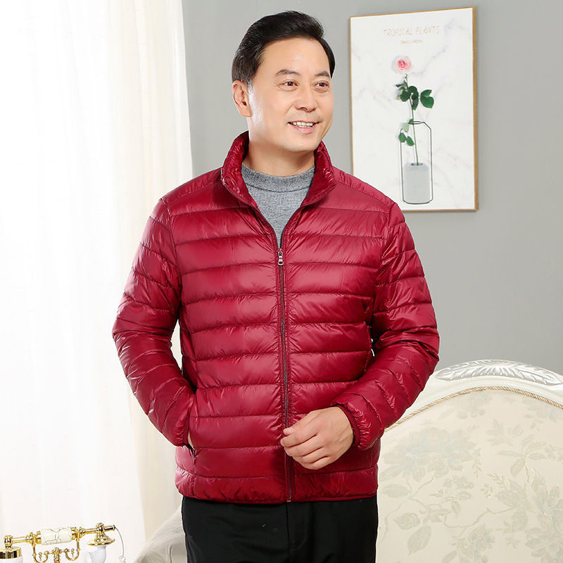 Picture of Middle-aged men's light down cotton-padded jacket short old man's father's outfit middle-aged and old man's stand collar hooded short coat winter clothing