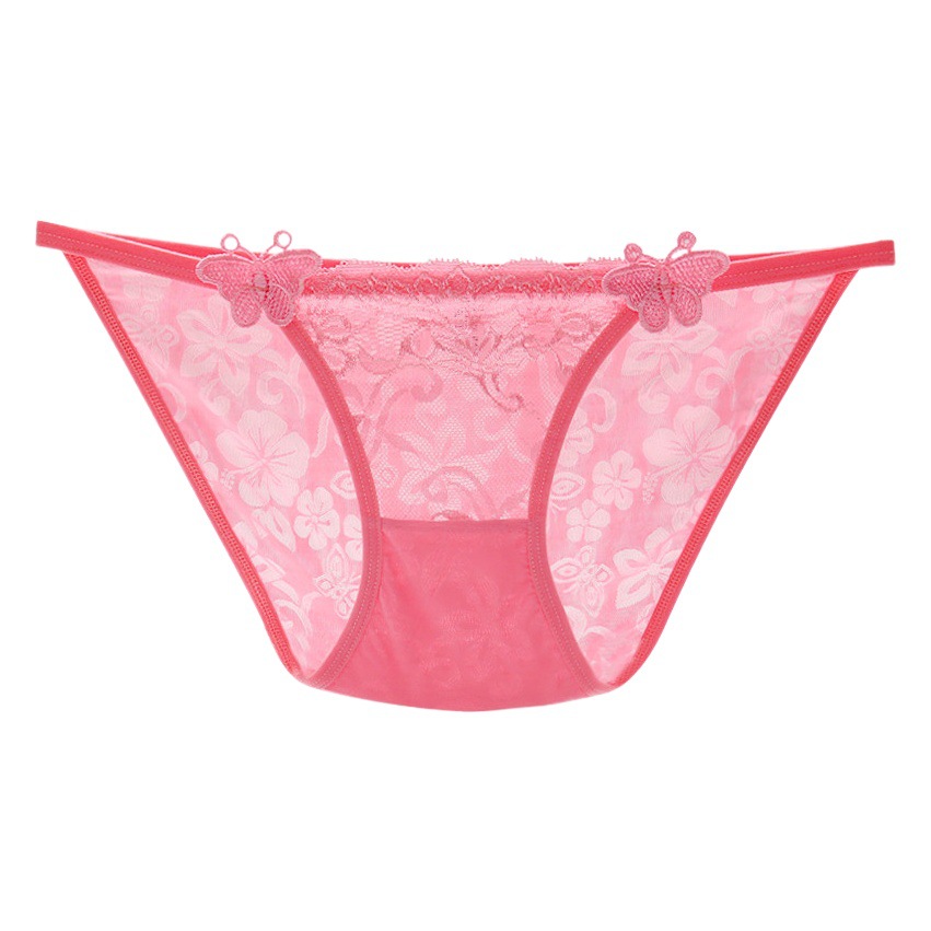 Japanese sexy low waist underwear girl lace cotton briefs women's transparent printed butterfly underwear 219