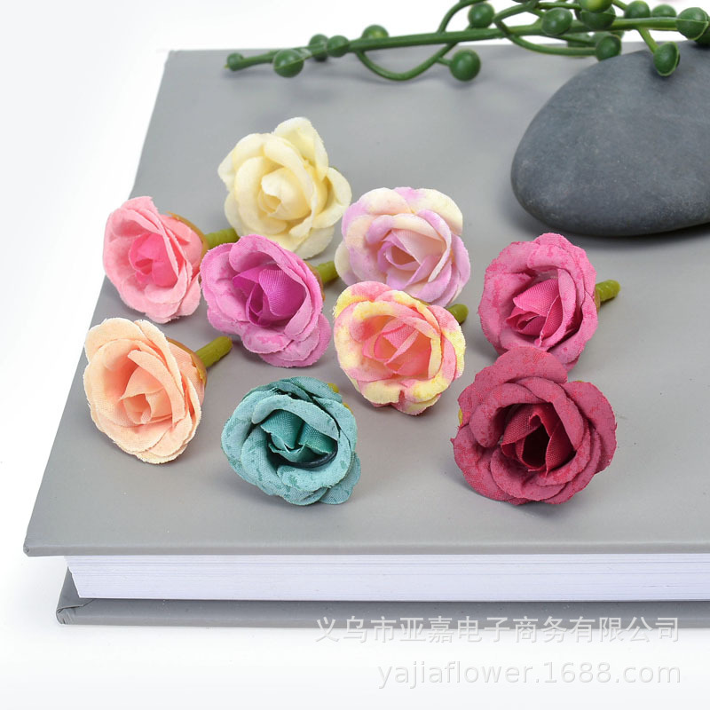Artificial silk cloth rose flower head small flower bud DIY making accessories small Rose Tea Flower Bud wedding decoration flower