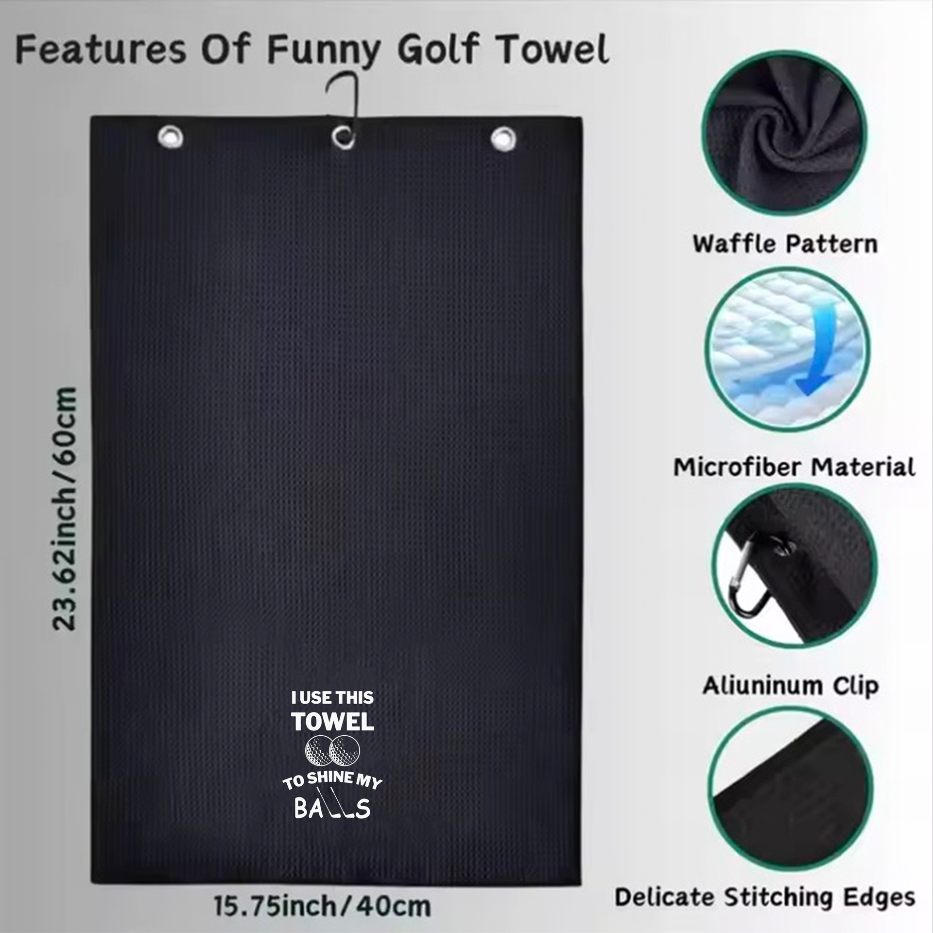 Picture of Multicolor golf towel cross-border in stock microfiber waffle pineapple grid towel ball towel golf towel